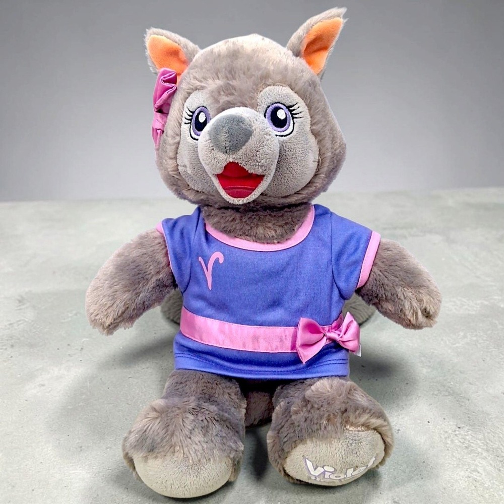 Build-A-Bear Violet the Wolf Plush Great Wolf Lodge Purple Outfit Pink Bow 17in